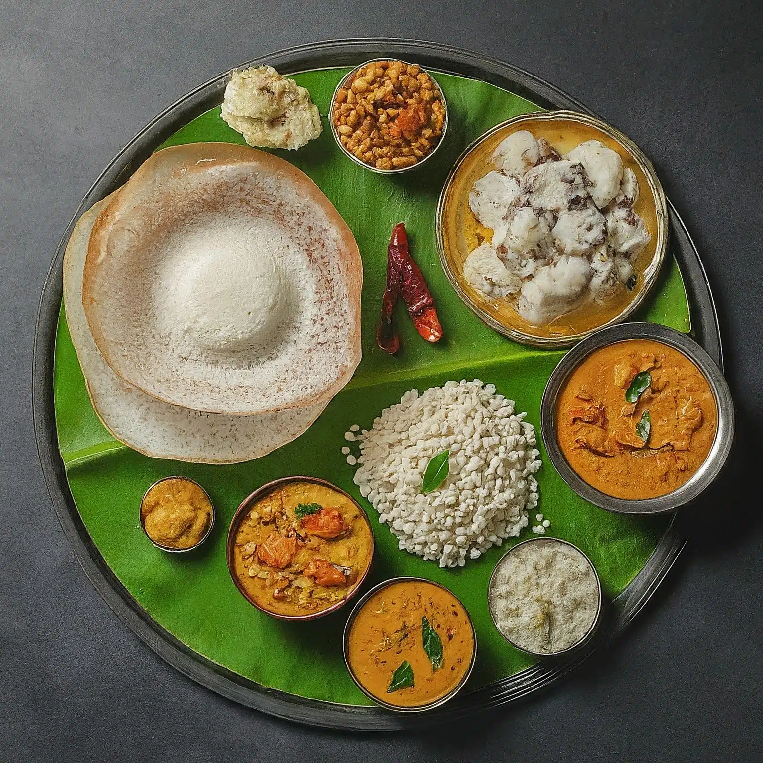 Traditional Kerala food served at Kodai Sims Grand